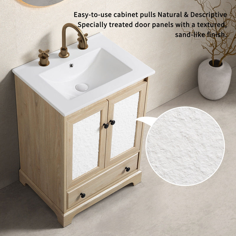 Bathroom Vanity With Basin, 1 Drawer Free Standing Storage - Brown, photo 4 of 12