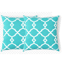 2 Pack Outdoor Pillow Covers in Aqua Moroccan