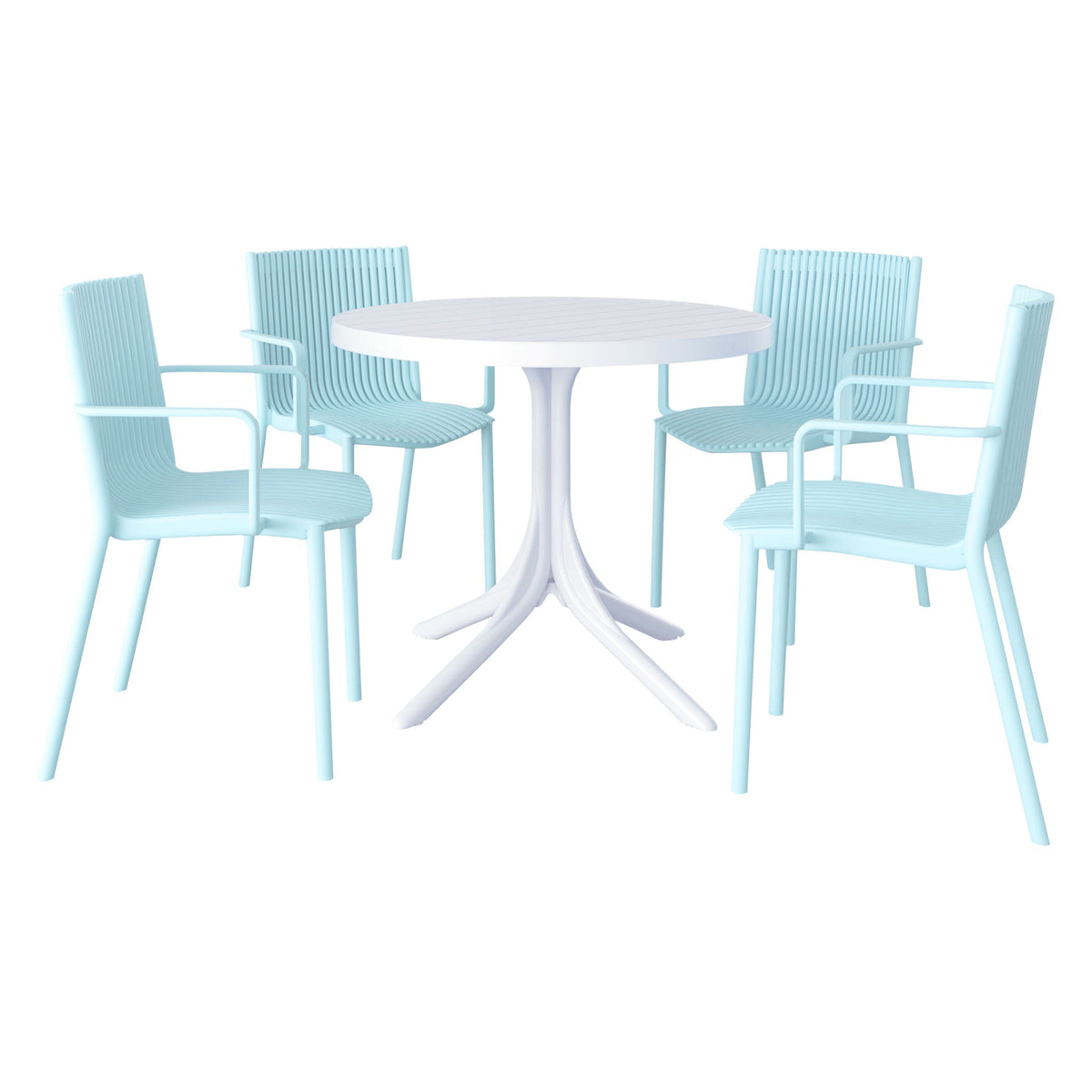 4 Modern Stackable Plastic Armchair Matched With Round Table, photo 4 of 31