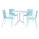 4 Modern Stackable Plastic Armchair Matched With Round Table