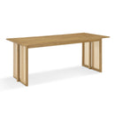 Natural Rubber Wood Dining Table with Rattan Accents