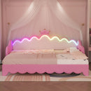 Extending Daybed With LED Lights, Modern Upholstered Princess Daybed With Crown Headboard by HouseOfZazla