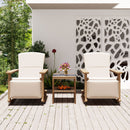 Adjustable Outdoor Wicker Double Rocking Chair with Coffee Table, Suitable for Backyard, Garden, Poolside.