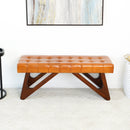 Mia - Bench With Buttons - Brown / Rustic by HouseOfZazla