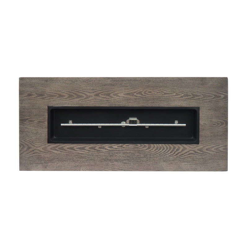 AIDAN RETANGLE IRON FIRE PIT - 50,000 BTU TANK OUTSIDE