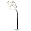 Marcos - Hanging Crystal Arc Tree Floor Lamp With Sculptural Frame - Black by HouseOfZazla