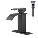 Waterfall Spout Bathroom Sink Single Handle Faucet with Pop-Up Drain