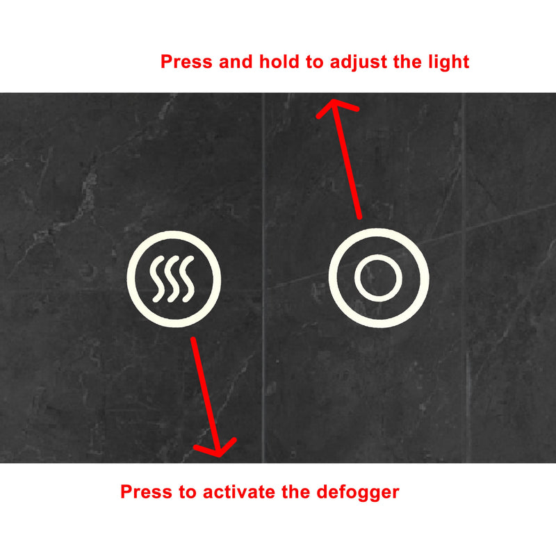 32 x 32 Inch Round Frameless LED Illuminated Bathroom Mirror, Touch Button Defogger, Metal, Silver