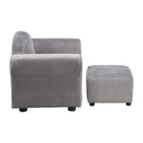 Kids Velvet Upholstered Chair With Ottoman For Comfortable Seating - Gray by HouseOfZazla