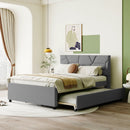 Upholstered Platform Bed With Brick Pattern Headboard And Twin Long Size Trundle by HouseOfZazla