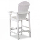 Outdoor Bar Height Adirondack Patio Chair With Cup Holder And Armrests All Weather UV Resistant - White