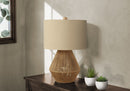 Transitional Rope Table Lamp with Beige Linen Shade by HouseOfZazla