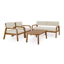 4-Pieces Outdoor Sofa Set with Cushions - Teak