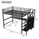 Full Size Loft Bed With Desk, Storage Staircase, Small Wardrobe And LED Light - Black by Unique Piece Furniture