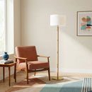 Stellar - Linen Shade Floor Lamp - Gold / Natural Wood / Rattan / White by HouseOfZazla