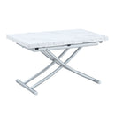 Modern Minimalist Multifunctional Lift Table With Metal Legs - White / Silver by Unique Piece Furniture