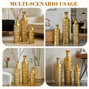 3 Pack Semi-Handcrafted Gold Metal Vase Collection by HouseOfZazla