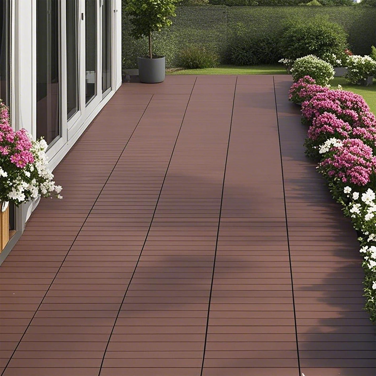 Plastic Interlocking 44 Pack Patio Deck Tiles, Square Waterproof Outdoor All Weather Use, photo 5 of 11