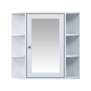 Bathroom Wall Storage Cabinet With Mirror And Adjustable Shelf, 6 Open Shelves