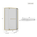 Goodyo - Neo-Angle Frameless Shower Door Corner Enclosure With Acrylic Shower Base Combo, Pivot Shower Door by HouseOfZazla