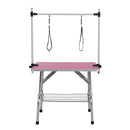 Folding Dog Pet Grooming Table Stainless Steel Frame Rubber Mat On Board With Adjustable Arm And Clamps Pet Dog Cat Grooming Table by HouseOfZazla