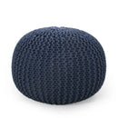 Bordeaux Knitted Cotton Round Pouf Ottoman Floor Cushion
