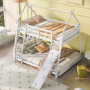 Twin Over Queen House Bunk Bed With Climbing Nets And Climbing Ramp by HouseOfZazla