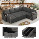 U-Shaped Sectional Sleeper Sofa With Ample Storage Space, 2 Cup Holders And Charging Ports For Living Room by Unique Piece Furniture