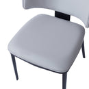 7-Piece Modern Dining Set with Wood, Faux Leather, and Metal Frame Gray+Black+Natural Finish