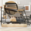 Full Size Bunk Bed With Built In Desk, Light, And 2 Drawers - Black by HouseOfZazla