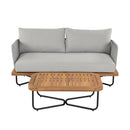 Lucca Outdoor Acacia Wood Rope Woven Sofa Sectional Set