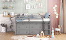 Loft Bed With Retractable Writing Desk And 4 Drawers, With Lateral Portable Desk And Shelves by HouseOfZazla