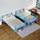Bunk Bed, Convertible To 2 Separate Twin Size Beds With Full Length Guardrail & Ladder, No Box Spring Needed - Blue by HouseOfZazla
