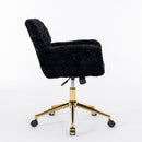 Office Chair, Artificial Rabbit Hair Home Office Chair With Metal Base, Adjustable Desk Chair Swivel Office Chair, Vanity Chair by HouseOfZazla