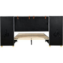 Full size upholstered platform bed with two outlets and USB charging ports on both sides, two bedside pillows, storage shelf, Velvet,Gray