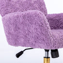 Office Chair, Artificial Rabbit Hair Home Office Chair With Metal Base, Adjustable Desk Chair Swivel Office Chair, Vanity Chair by HouseOfZazla