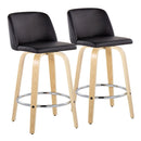 Toriano - Contemporary Fixed-Height Counter Stool With Swivel And Round Footrest (Set of 2) by HouseOfZazla