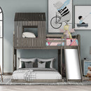 Loft Bunk Bed With Playhouse, Farmhouse, Ladder, Slide And Guardrails by Unique Piece Furniture