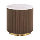 3 Piece Table Set Oval Cocktail Table, 2 Round End Tables - Brown / Gold / White