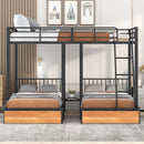 Triple Bunk Bed With Drawers And Guardrails by HouseOfZazla