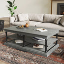 55.1" Wood Coffee Table with Storage Shelves by HouseOfZazla
