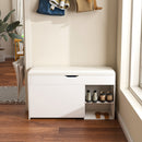 Modern Design Entryway Bench With Adjustable 3 Tier Flip-Up Drawers And Hidden Cabinet - White by HouseOfZazla