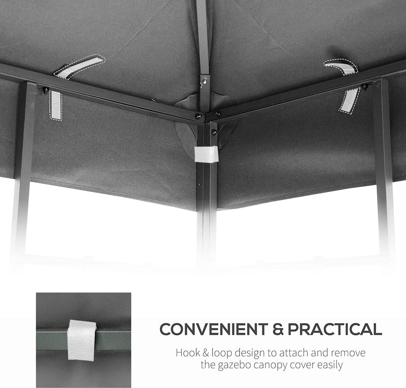 10x10 Ft Outdoor Patio Gazebo Replacement Canopy, Double Tiered Gazebo Tent Roof Top Cover Only (Frame Not Include)