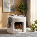 Beige Pet-Friendly Ottoman with Removable Pet Cushion and Hidden Nook by HouseOfZazla