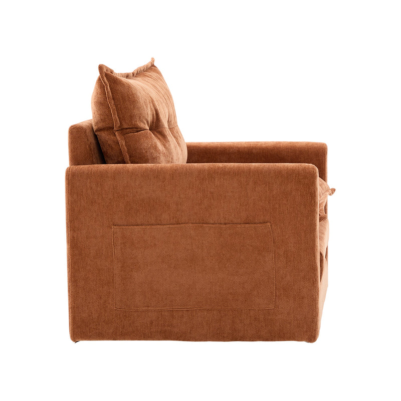 UNITED WE WIN Swivel Barrel Chair - Mid Century Modern Chair, Thick Padded Arm Chair with Solid Metal Base, Comfortable Single Sofa Chair, Swivel Accent Chair for Living Room Bedroom