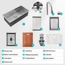 Undermount Stainless Steel Kitchen Sink With Pull Down Faucet & Ledge Workstation