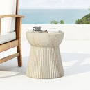 Outdoor Travertine Concrete Side Table - Beige by HouseOfZazla