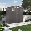 6X3.5FT Compact Metal Outdoor Storage Shed with Peaked Roof and Lockable Door, Gray, by Montret