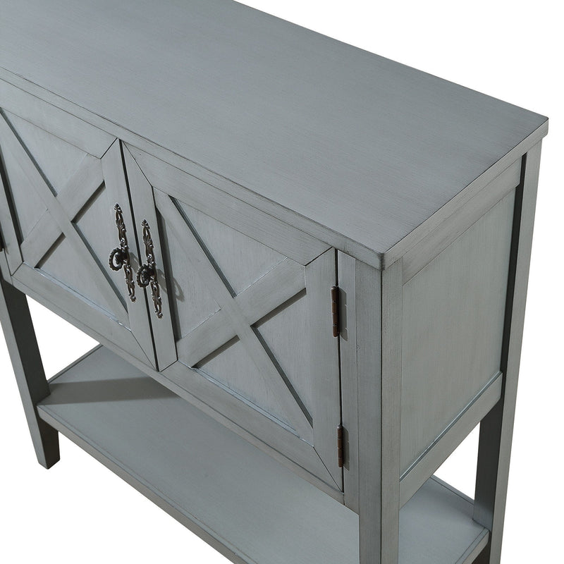 35" Farmhouse Wood Buffet Sideboard Console Table with Bottom Shelf and 2-Door Cabinet, for Living Room, Entryway, Kitchen Dining Room Furniture (Antique Gray)