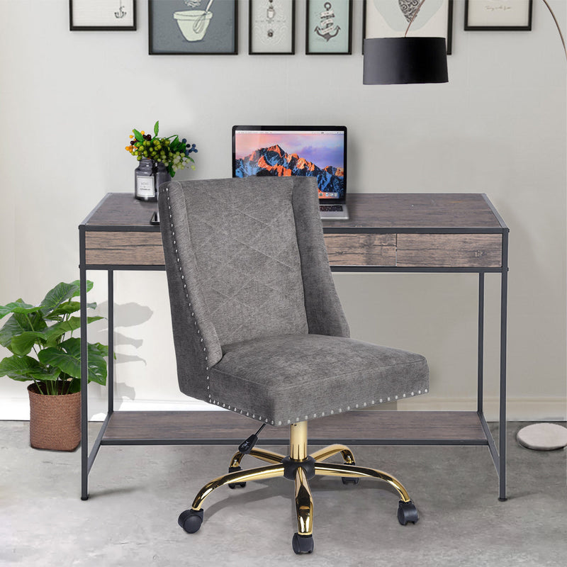 43.3" W x 21.6"D x 29.3" H Computer Desk with One Drawer, Walnut & Black